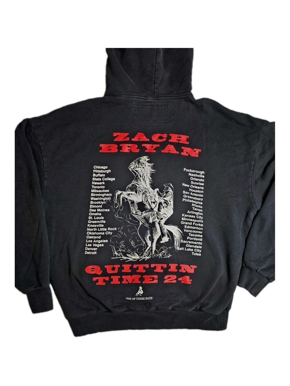 Zach Bryan Quittin Time Tour 24 Hoodie One Of These Days Concert Merch Black S